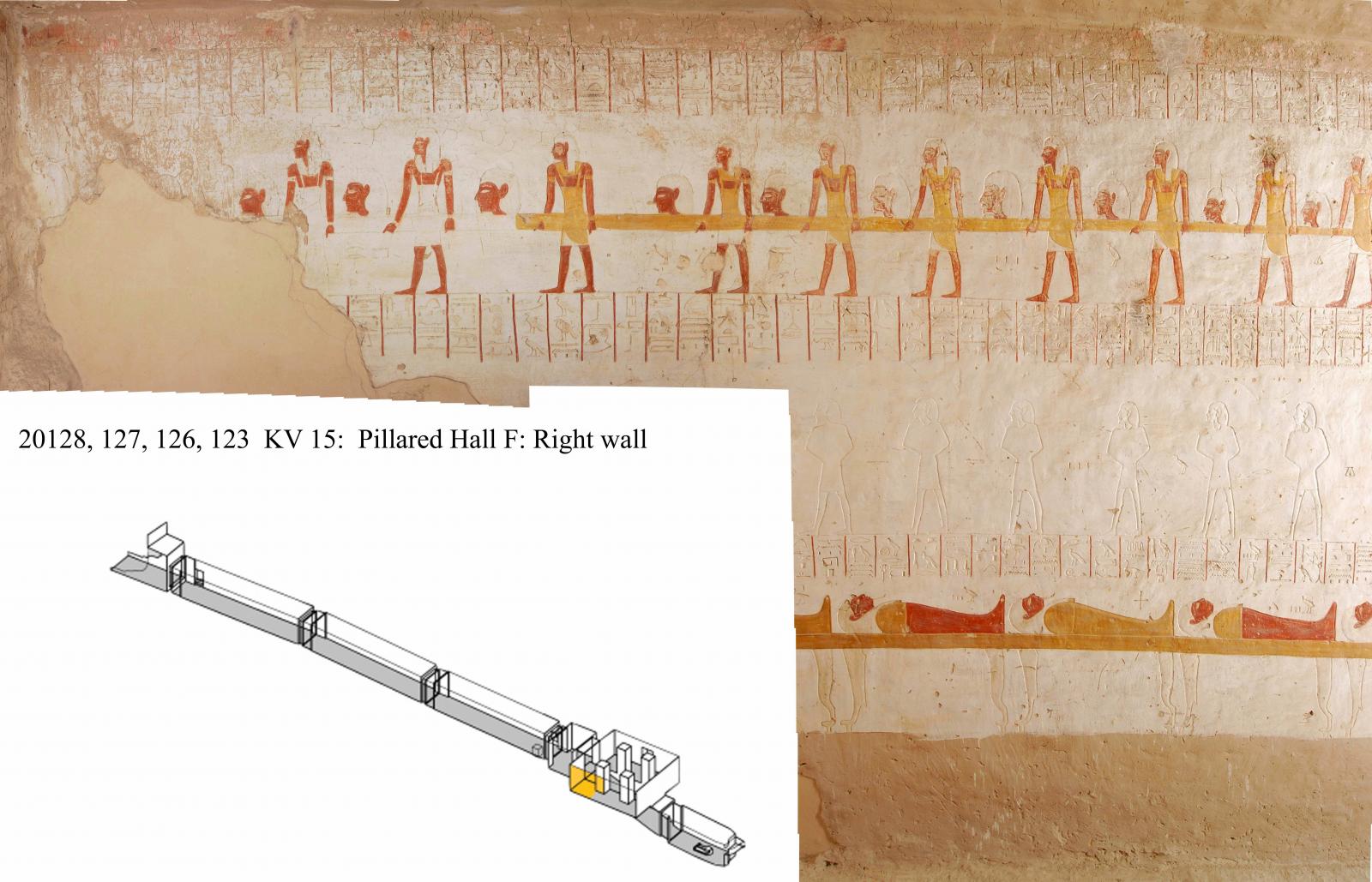 Right wall, chamber F.