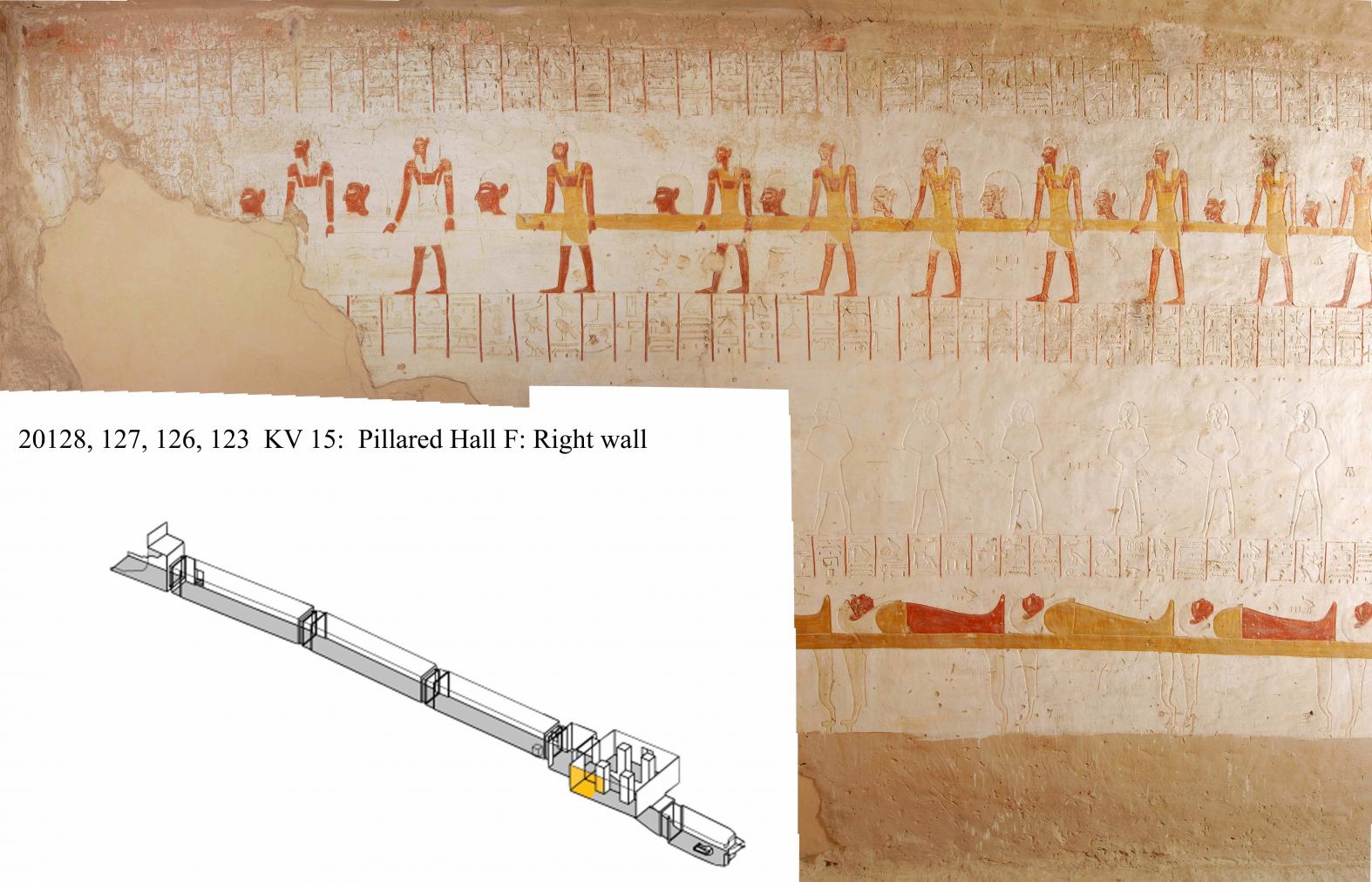 Right wall, chamber F.