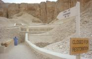 Modern approach leading to a tomb entrance.